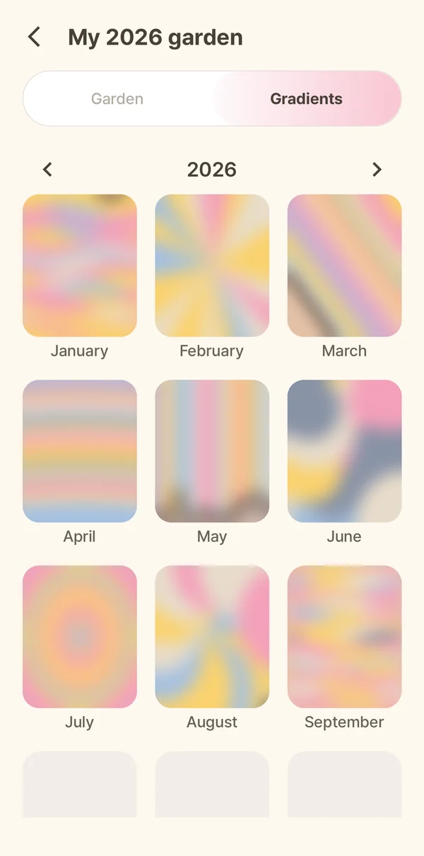 Monthly mood gradients in DailyCumulus